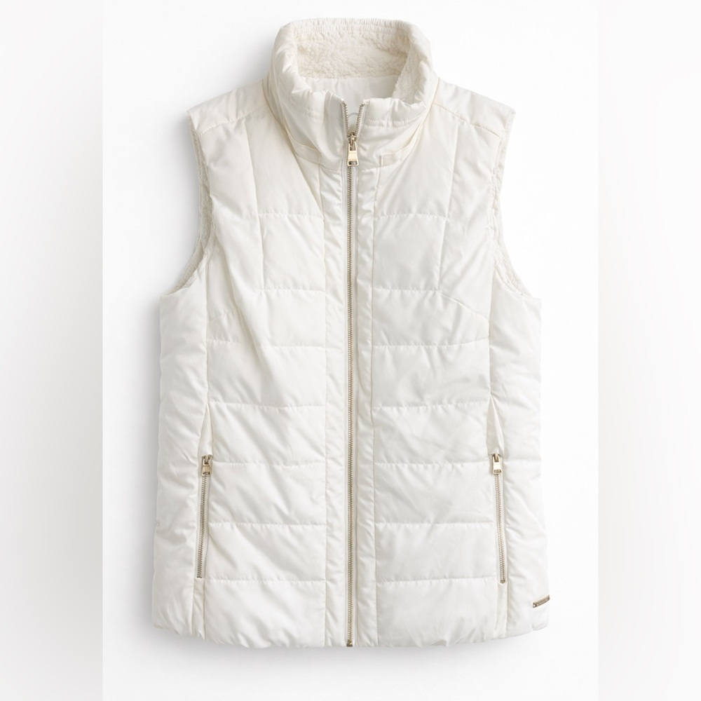 Calvin Klein Performance White Puffer Vest Sherpa Lined Zip M